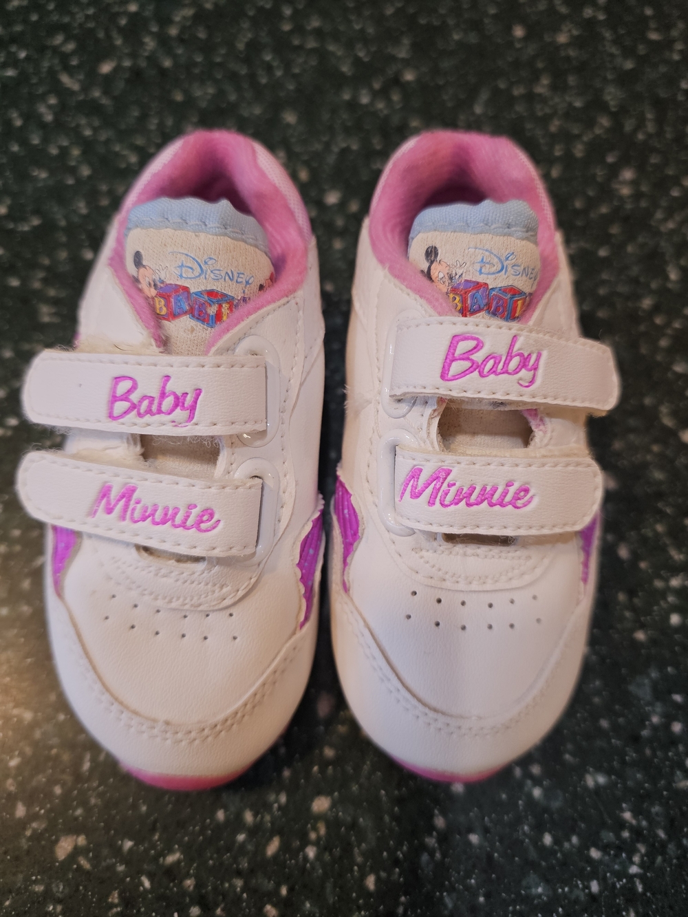 Disney Baby White and Pink Minnie Strap Sneakers
